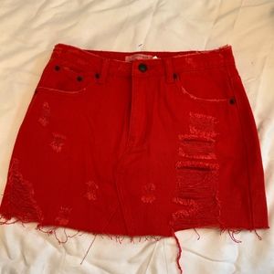 Red Denim / Jean Skirt